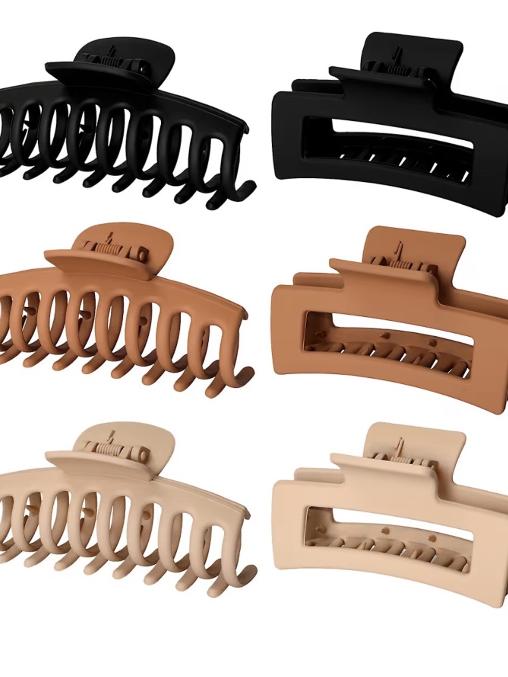 NWT Neutral Matte Hair Claw Clip Set - Black, Brown, Beige